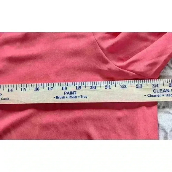 NWT Apt. 9 V-neck Peachy Pink Coral Sheer Lace Bell 3/4 Sleeve Blouse XXL - Picture 9 of 10